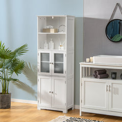 Armario Alto de Baño con 2 Puertas Cajón Estantes Ajustables Armario Independiente para Sala Dormitorio Cocina 60 x 30 x 163 cm Blanco