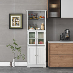 Armario Alto de Baño con 2 Puertas Cajón Estantes Ajustables Armario Independiente para Sala Dormitorio Cocina 60 x 30 x 163 cm Blanco