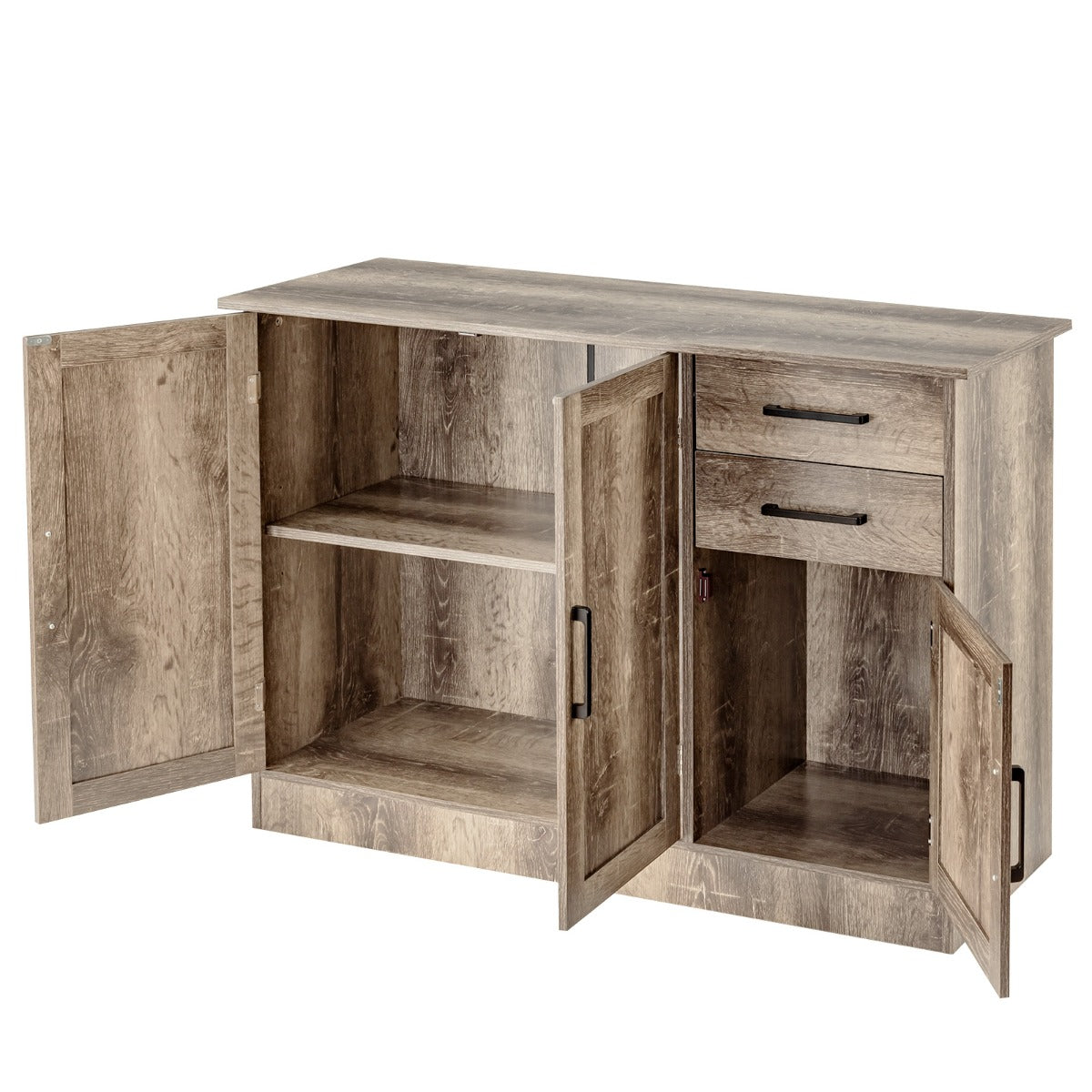 Aparador Cocina Armario Buffet con 2 Cajones 3 Puertas 1 Estante Ajustable Aparador para Comedor Salón Entrada 110 x 40 x 78 cm Gris