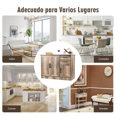 Aparador Cocina Armario Buffet con 2 Cajones 3 Puertas 1 Estante Ajustable Aparador para Comedor Salón Entrada 110 x 40 x 78 cm Gris