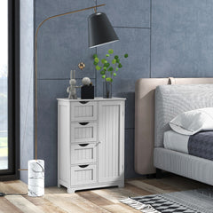Armario con 4 Cajones y Estante Ajustable Mueble de Almacenamiento Independiente 56 x 30 x 82 cm-Blanco