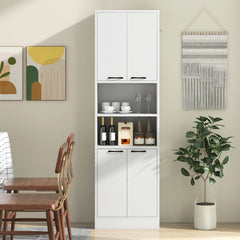 Armario de Despensa para Cocina Armario Independiente de 190 cm Alto con Puertas y Estantes Aparador para Comedor Salón Baño Blanco