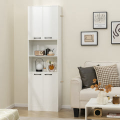 Armario de Despensa para Cocina Armario Independiente de 190 cm Alto con Puertas y Estantes Aparador para Comedor Salón Baño Blanco