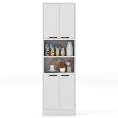 Armario de Despensa para Cocina Armario Independiente de 190 cm Alto con Puertas y Estantes Aparador para Comedor Salón Baño Blanco