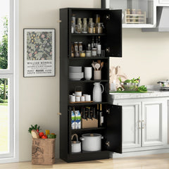 Armario de Despensa para Cocina Armario Independiente de 190 cm Alto con Puertas y Estantes Aparador para Comedor Salón Baño Negro
