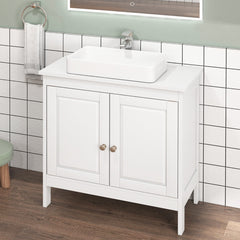 Armario Bajo el Lavabo Gabinete de Baño Independiente con 2 Puertas Estante Ajustable en 3 Posiciones y Recorte en Forma de U Blanco