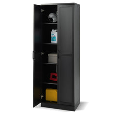 Armario de Almacenamiento Multifuncional con 2 Puertas y 5 Estantes Ajustables 59 x 43,5 x 178 cm-Negro