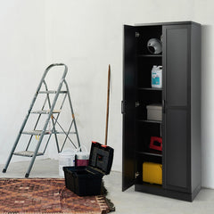 Armario de Almacenamiento Multifuncional con 2 Puertas y 5 Estantes Ajustables 59 x 43,5 x 178 cm-Negro