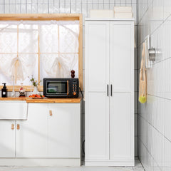 Armario de Almacenamiento Multifuncional con 2 Puertas y 5 Estantes Ajustables 59 x 43,5 x 178 cm Blanco