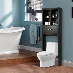 Armario de Almacenamiento sobre Inodoro de Baño 2 Puertas Estantes Ajustables 60 cm x 20 cm x 165 cm Marrón