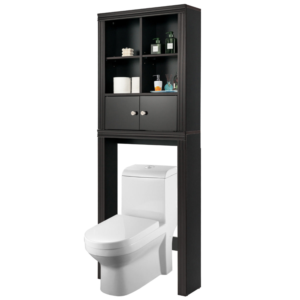 Armario de Almacenamiento sobre Inodoro de Baño 2 Puertas Estantes Ajustables 60 cm x 20 cm x 165 cm Marrón