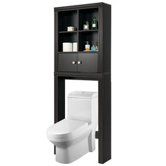 Armario de Almacenamiento sobre Inodoro de Baño 2 Puertas Estantes Ajustables 60 cm x 20 cm x 165 cm Marrón