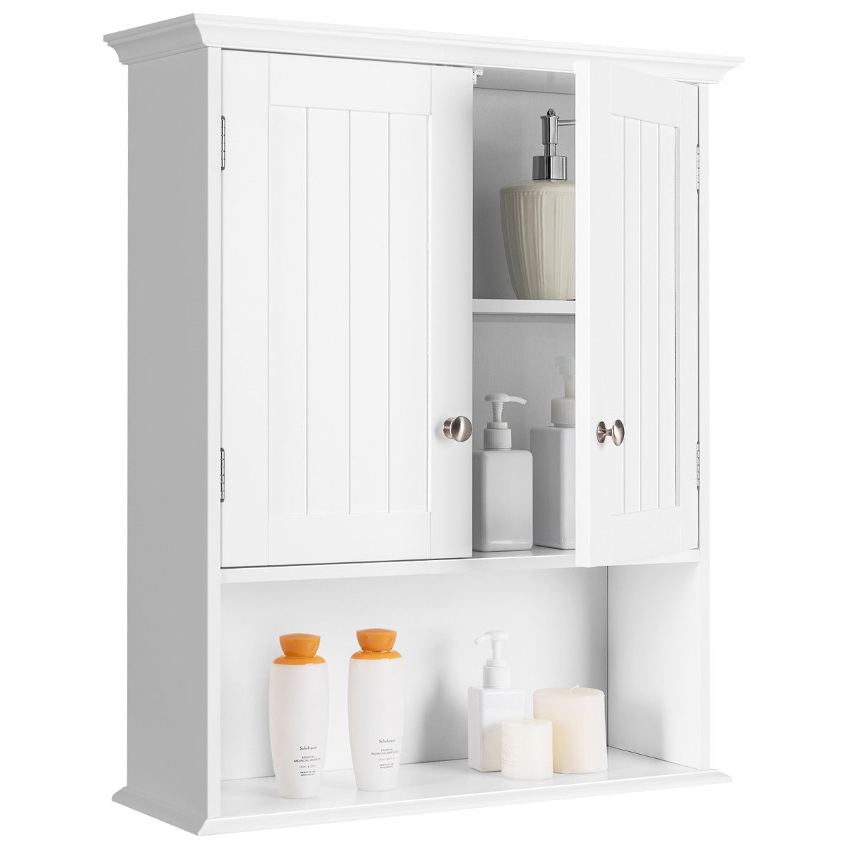 Armario de Baño de Pared Armario de Madera Suspendido con Puertas y Estantes Gabinete Multiuso para Baño 60 x 19 x 71 cm Blanco