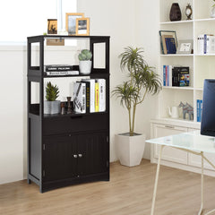 Armario de Baño con 3 Estanterías 1 Cajón 1 Gabinete de Almacenamiento Toalla Champú Gel Organizador para Cocina 60 x 32,5 x 122 cm Negro