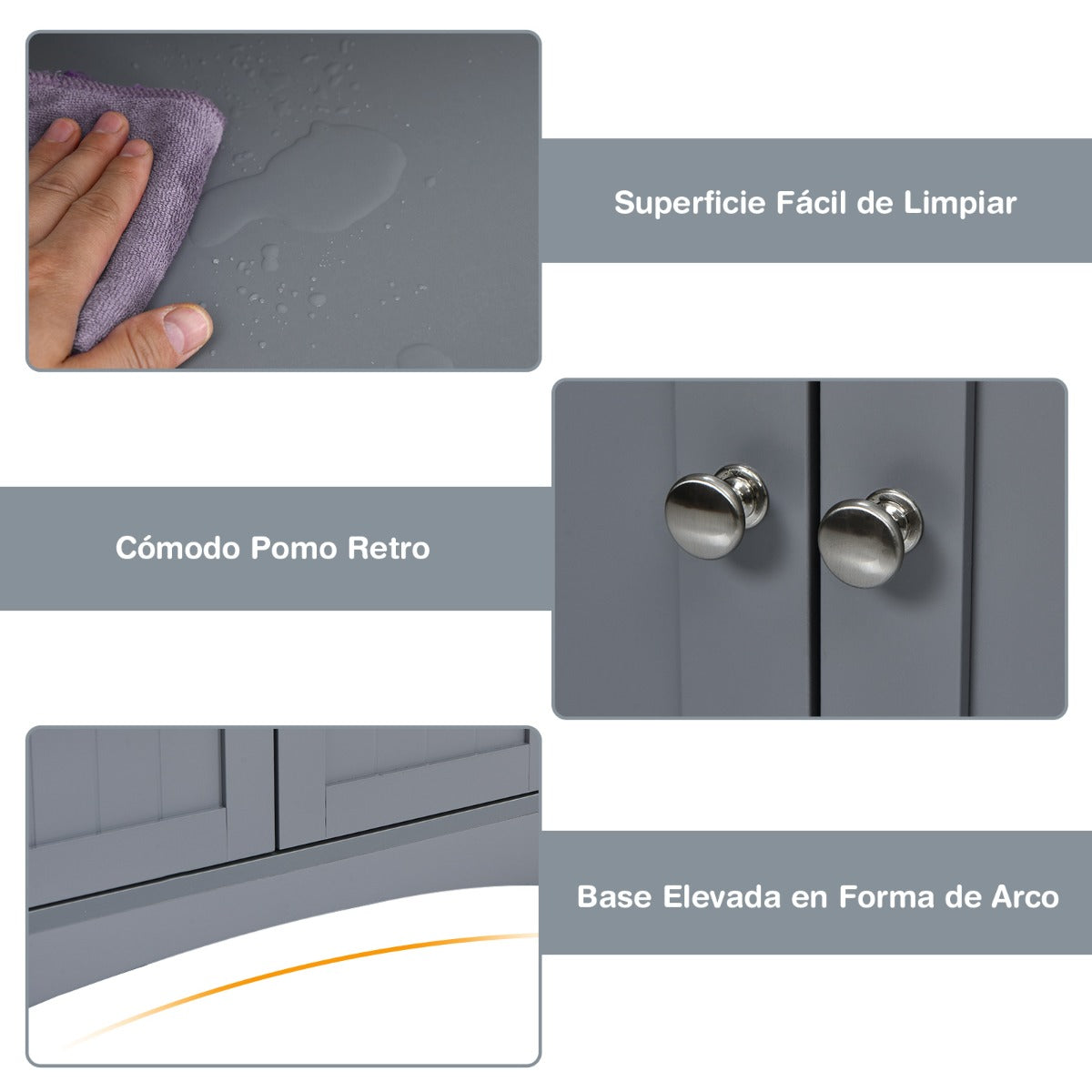 Armario de Baño con 3 Estanterías 1 Cajón 1 Gabinete de Almacenamiento Toalla Champú Gel Organizador para Cocina 60 x 32,5 x 122 cm Gris