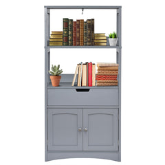 Armario de Baño con 3 Estanterías 1 Cajón 1 Gabinete de Almacenamiento Toalla Champú Gel Organizador para Cocina 60 x 32,5 x 122 cm Gris