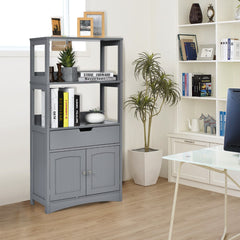 Armario de Baño con 3 Estanterías 1 Cajón 1 Gabinete de Almacenamiento Toalla Champú Gel Organizador para Cocina 60 x 32,5 x 122 cm Gris