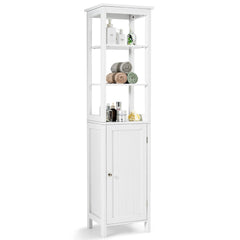 Armario de Baño Independiente con Estante de 3 Niveles Organizador Delgado 40 x 32 x 161,5cm Blanco