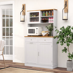 Armario de Basura con Puerta Abatible Doble Armario de Almacenaje de Cocina con Encimera de Madera de Caucho Cubo de Basura de 38 L Blanco