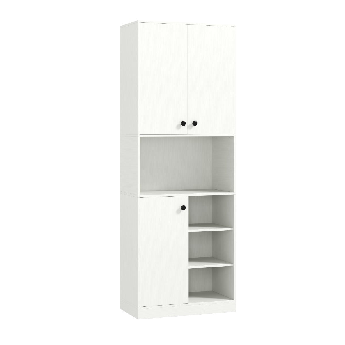 Armario de Almacenaje de Despensa para Cocina Alto de 166 cm con Soporte para Microondas Aparador Buffet con Puertas y Estantes Blanco