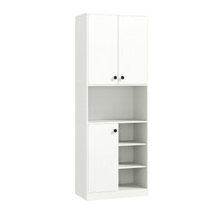 Armario de Almacenaje de Despensa para Cocina Alto de 166 cm con Soporte para Microondas Aparador Buffet con Puertas y Estantes Blanco
