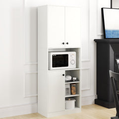 Armario de Almacenaje de Despensa para Cocina Alto de 166 cm con Soporte para Microondas Aparador Buffet con Puertas y Estantes Blanco