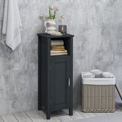 Armario de Suelo de Baño Gabinete con 3 Estantes y Puerta Estantería de Almacenamiento para Cocina Dormitorio Salón 30 x 30 x 80 cm Negro