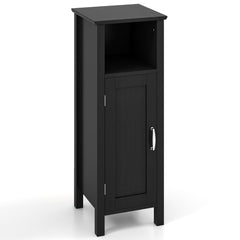 Armario de Suelo de Baño Gabinete con 3 Estantes y Puerta Estantería de Almacenamiento para Cocina Dormitorio Salón 30 x 30 x 80 cm Negro