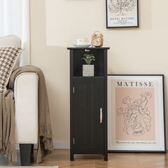 Armario de Suelo de Baño Gabinete con 3 Estantes y Puerta Estantería de Almacenamiento para Cocina Dormitorio Salón 30 x 30 x 80 cm Negro