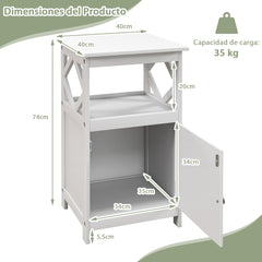 Armario de Suelo de Baño Gabinete de Almacenamiento con Puerta y Compartimento Abierto Estrecho para Salón Entrada 40 x 40 x 74 cm Blanco