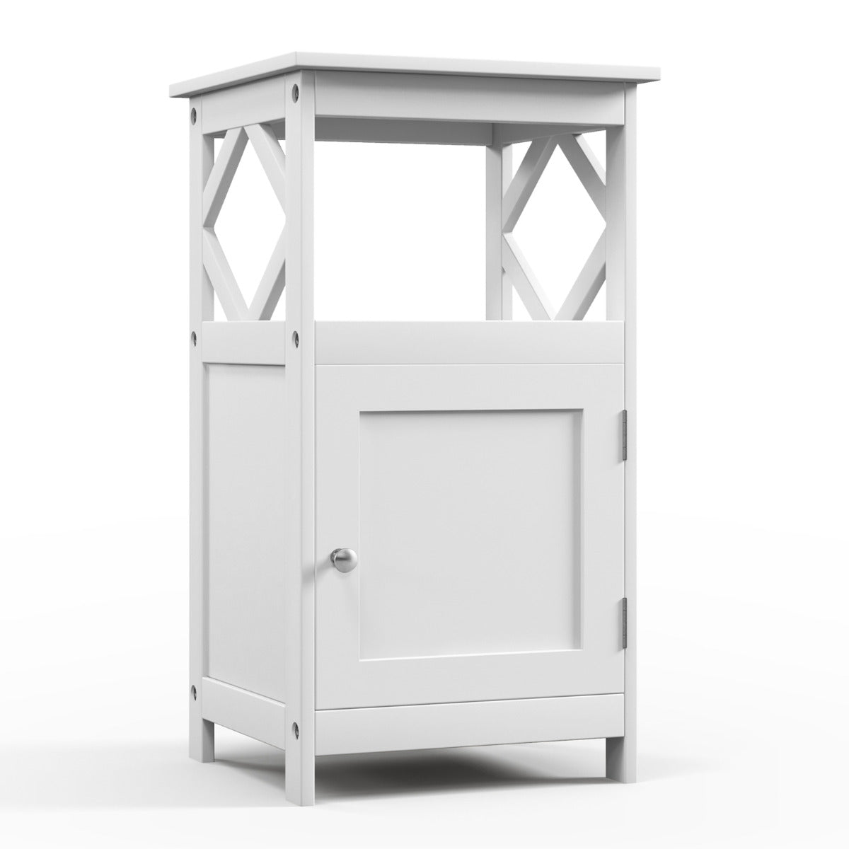 Armario de Suelo de Baño Gabinete de Almacenamiento con Puerta y Compartimento Abierto Estrecho para Salón Entrada 40 x 40 x 74 cm Blanco
