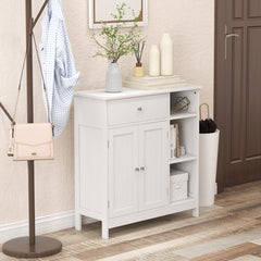 Armario de Suelo para Baño Mueble de Baño Independiente con 1 Cajón Grande 2 Puertas y Estante Ajustable para Salón 75 x 30 x 80 cm Blanco