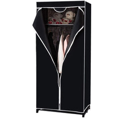 Armario de Tela Plegable con Cremallera Organizador de Ropa de Textil Portátil con Barra para Colgar 74 x 50 x 172 cm Negro