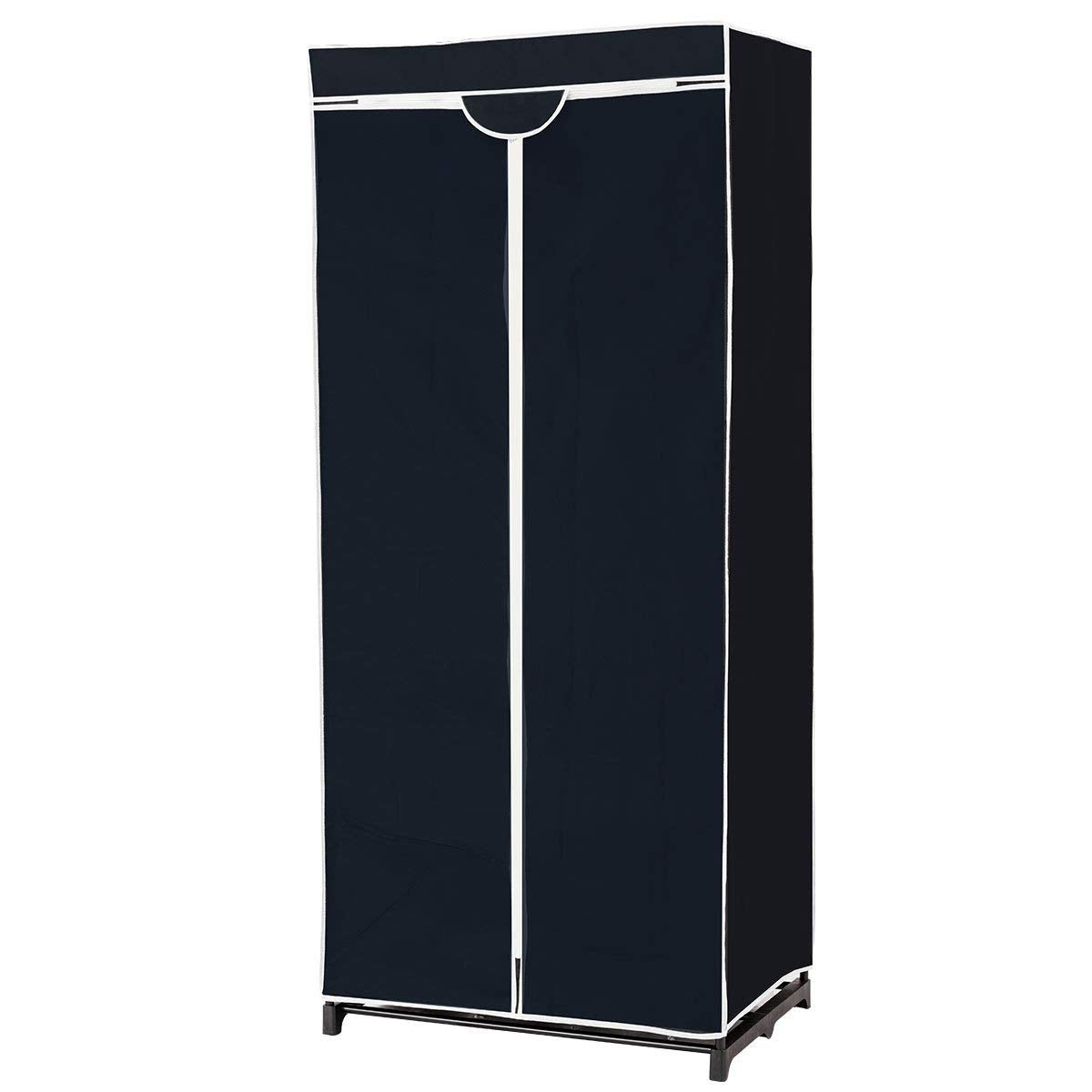 Armario de Tela Plegable con Cremallera Organizador de Ropa de Textil Portátil con Barra para Colgar 74 x 50 x 172 cm Negro