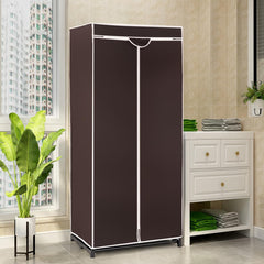 Armario de Tela Plegable con Cremallera Organizador de Ropa de Textil Portátil con Barra para Colgar 74 x 50 x 172 cm Café