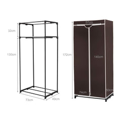 Armario de Tela Plegable con Cremallera Organizador de Ropa de Textil Portátil con Barra para Colgar 74 x 50 x 172 cm Café