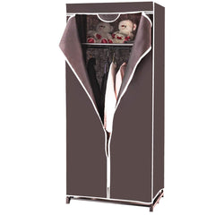 Armario de Tela Plegable con Cremallera Organizador de Ropa de Textil Portátil con Barra para Colgar 74 x 50 x 172 cm Café