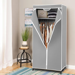Armario de Tela Plegable Guardarropa con Barra para Colgar Ropa Organizador 75x50x170cm Gris