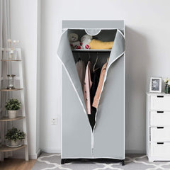 Armario de Tela Plegable Guardarropa con Barra para Colgar Ropa Organizador 75x50x170cm Gris
