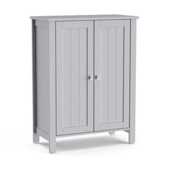Armario del Baño Organizador Vertical con Doble Puerta y Repisa Regulable Mueble Moderno para Casa 60 x 30 x 80,5 cm Gris