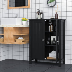 Armario del Baño Organizador Vertical con Doble Puerta y Repisa Regulable Mueble Moderno para Casa 60 x 30 x 80,5 cm Negro