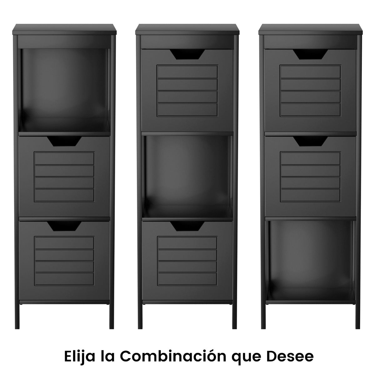Armario del Baño Estante de Madera Multifuncional con 2 Cajones Mesita Auxiliar para Casa Salón Baño 30 x 30 x 89 cm Negro