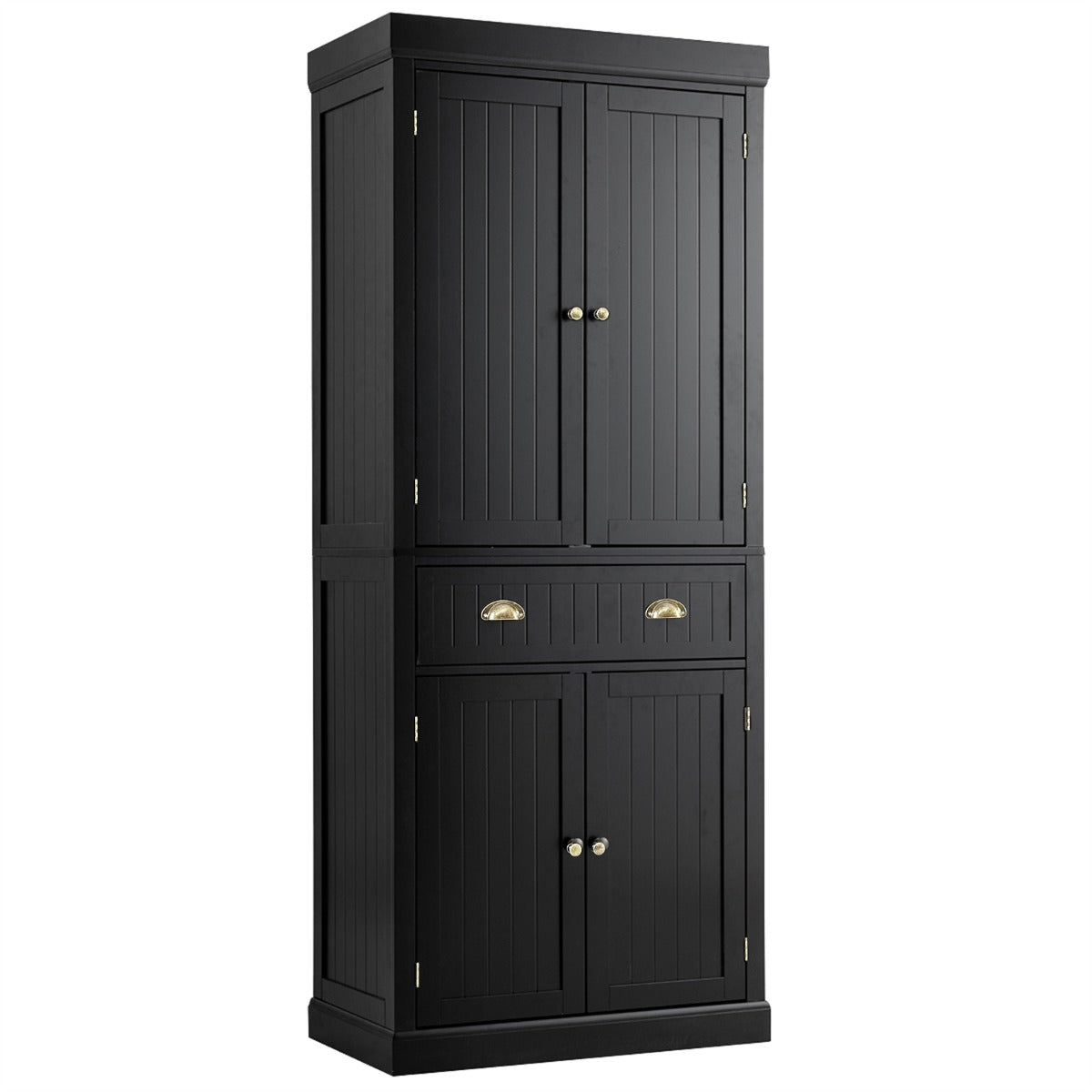 Armario Independiente con Estantes Ajustables Gabinetes de 2 Puertas y Cajón para Sala de Estar Comedor y Pasillo 76 x 40 x 183 cm Negro