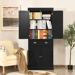 Armario Independiente con Estantes Ajustables Gabinetes de 2 Puertas y Cajón para Sala de Estar Comedor y Pasillo 76 x 40 x 183 cm Negro