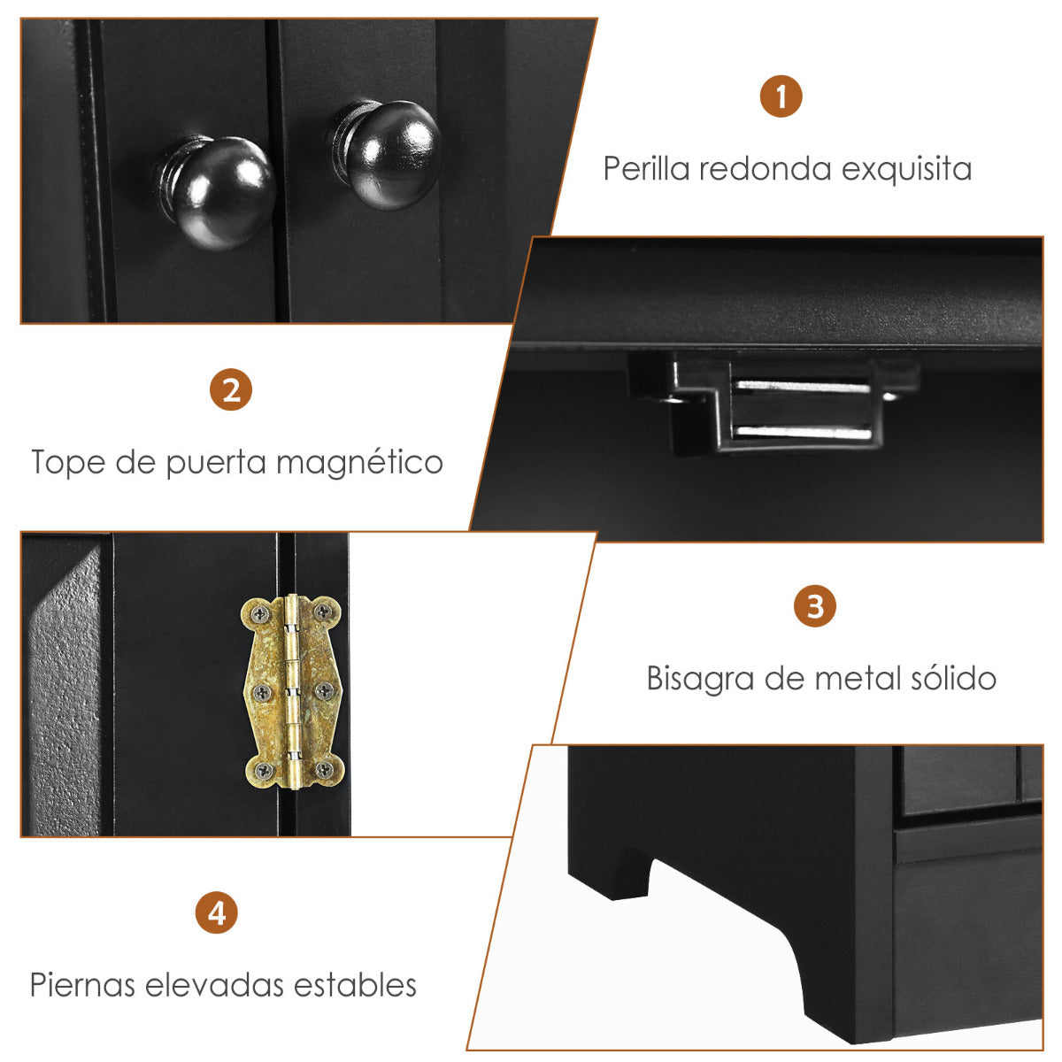 Armario Vertical Armario de Doble Puerta con Repisa Regulable Dispositivo Antivuelco Organizador para Salón Dormitorio Baño Negro