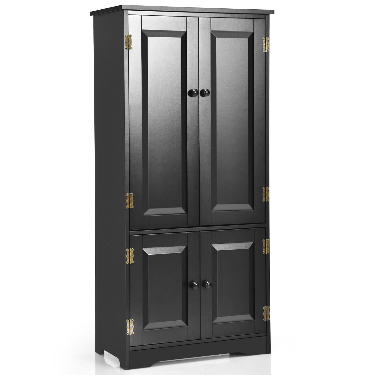 Armario Vertical Armario de Doble Puerta con Repisa Regulable Dispositivo Antivuelco Organizador para Salón Dormitorio Baño Negro