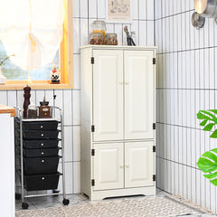 Armario Vertical Armario de Doble Puerta con Repisa Regulable Dispositivo Antivuelco Organizador para Salón Dormitorio Baño Beige