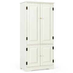Armario Vertical Armario de Doble Puerta con Repisa Regulable Dispositivo Antivuelco Organizador para Salón Dormitorio Baño Beige