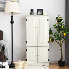Armario Vertical Armario de Doble Puerta con Repisa Regulable Dispositivo Antivuelco Organizador para Salón Dormitorio Baño Beige