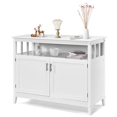 Aparador Moderno de Cocina con Estante Regulable y 2 Puertas Mueble Auxiliar Tabla de Madera para Comedor y Salón 114 x 51 x 91 cm Blanco